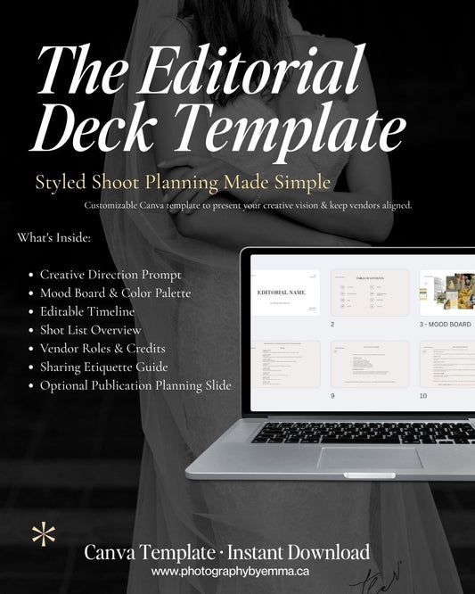 A Canva Presentation Deck for Styled Shoot Planning & Vendor Communication
